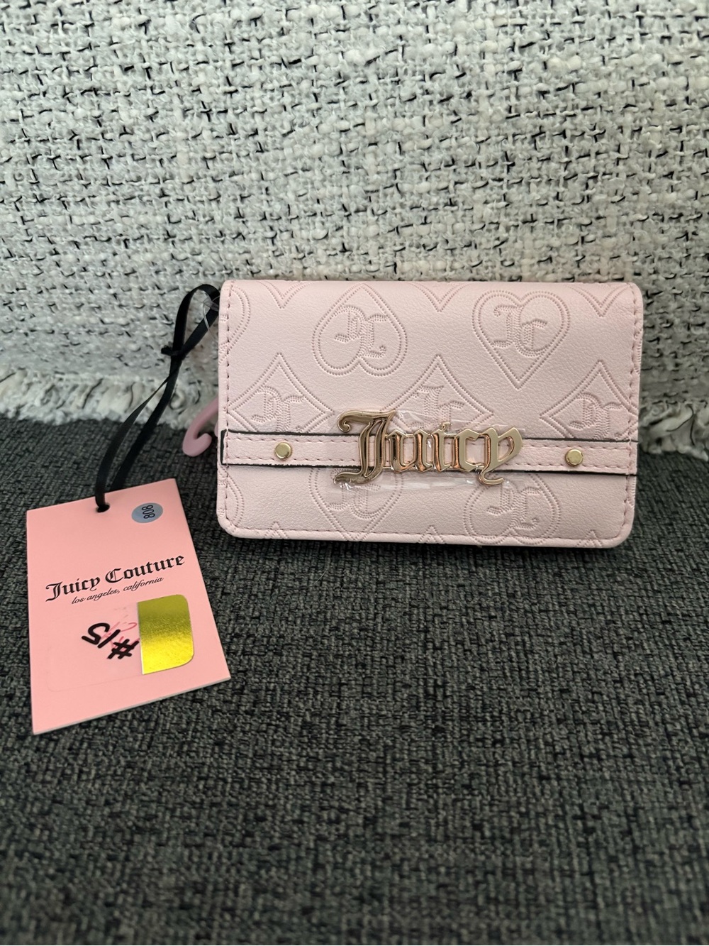 Juicy Couture Light Pink Embossed Wallet with Gold Logo